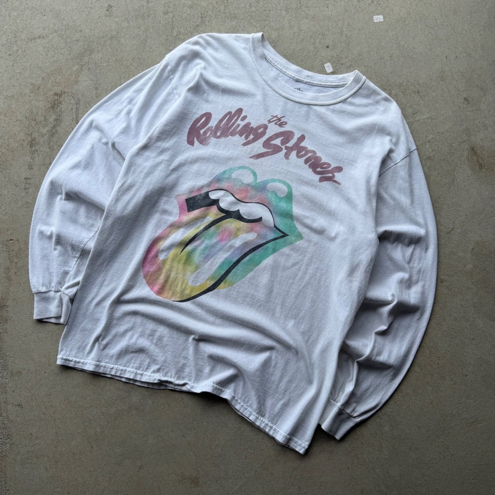 Modern Mens The Rolling Stones Tie Dye Tongue Graphic Long Sleeve Shirt Size M
